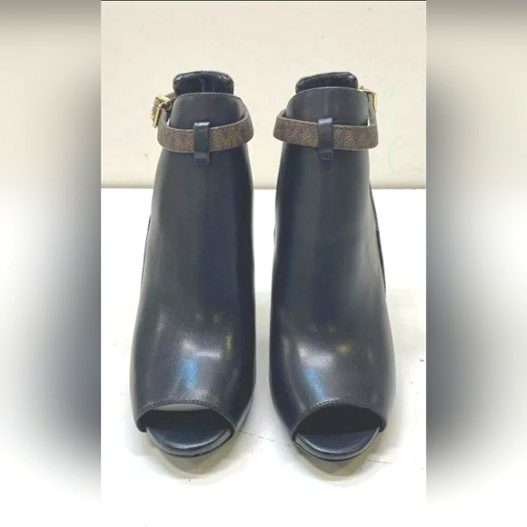 NEW Michael Kors MK Designer Lawson Open Toe Boots Booties Black 6 - Picture 5 of 8